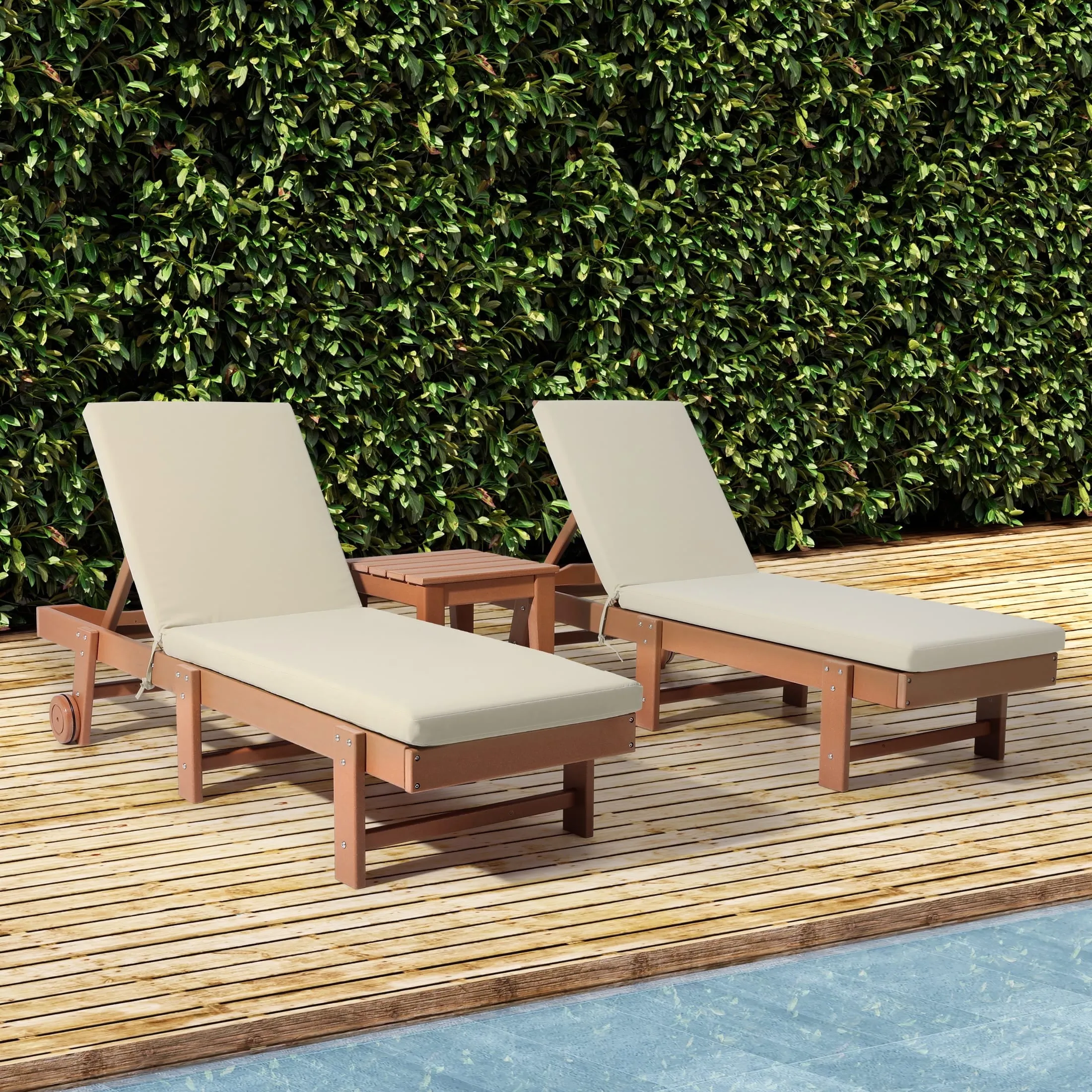 Chaise Lounge Cushion Set of 2, 70 in, Beige